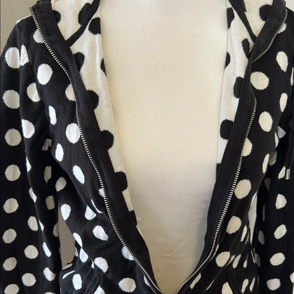Liz Claiborne Black and White Polka Dot Hoodie Sz S